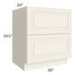 RTA Cambridge Antique White Glaze 30" 2-Drawer Base Cabinet with 2 Decorative End Panels