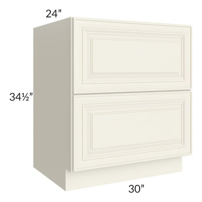 RTA Cambridge Antique White Glaze 30" 2-Drawer Base Cabinet