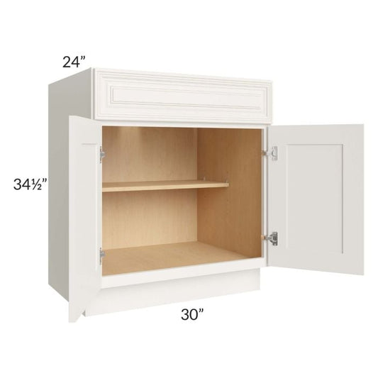 RTA Cambridge Antique White Glaze 30" Base Cabinet (1 drawer) with 1 Roll Out Tray
