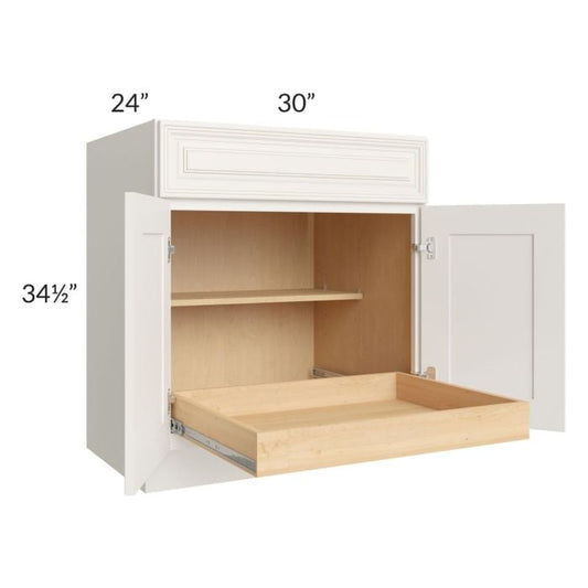 RTA Cambridge Antique White Glaze 30" Base Cabinet with 1 Rollout Tray