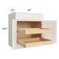 RTA Cambridge Antique White Glaze 30" Base Cabinet with 2 Rollout Trays and 1 Decorative End Panel