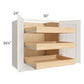 RTA Cambridge Antique White Glaze 30" Full Height Base Cabinet with 3 Rollout Trays and 2 Decorative End Panels