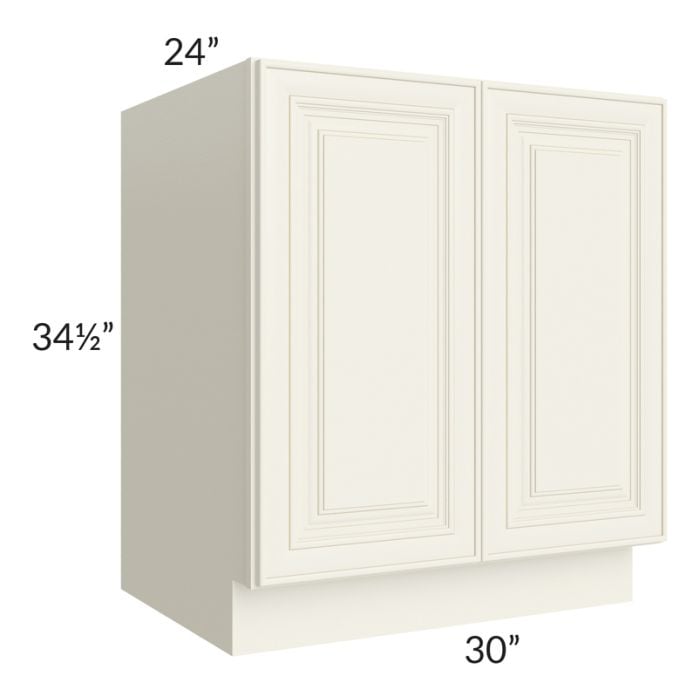 RTA Cambridge Antique White Glaze 30" Full Height Door Base Cabinet with 1 Roll Out Tray