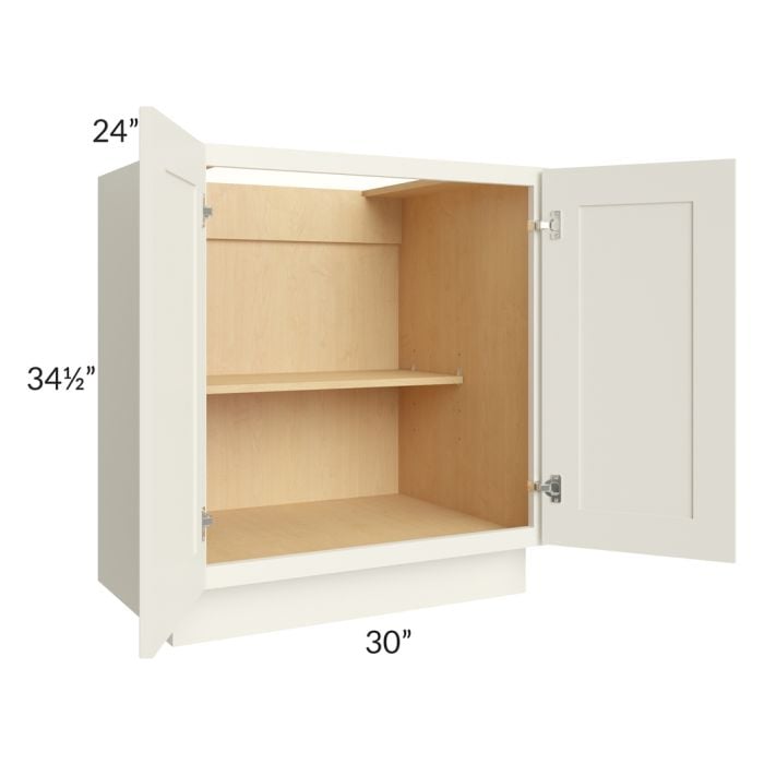 RTA Cambridge Antique White Glaze 30" Full Height Door Base Cabinet with 1 Roll Out Tray