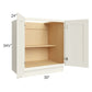 RTA Cambridge Antique White Glaze 30" Full Height Door Base Cabinet with 2 Decorative End Panels and 2 Roll Out Trays