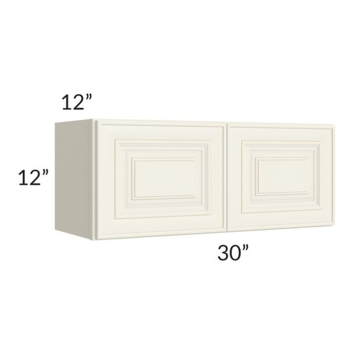 RTA Cambridge Antique White Glaze 30" x 12" Wall Cabinet with 1 Decorative End Panel
