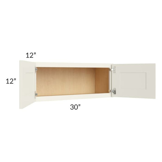 RTA Cambridge Antique White Glaze 30" x 12" Wall Cabinet with 2 Decorative End Panels