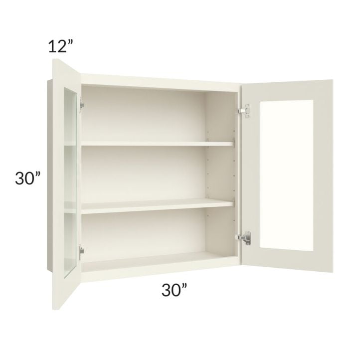 RTA Cambridge Antique White Glaze 30" x 30" Wall Glass Door Cabinet (Prepped for Glass Doors)