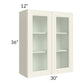 RTA Cambridge Antique White Glaze 30" x 36" Wall Glass Door Cabinet (Prepped for Glass Doors)