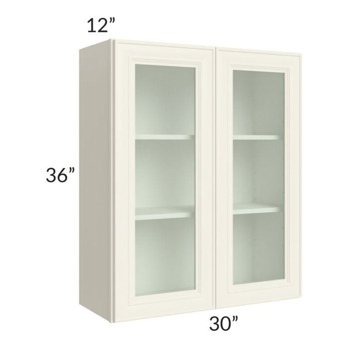 RTA Cambridge Antique White Glaze 30" x 36" Wall Glass Door Cabinet (Prepped for Glass Doors)