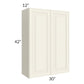 RTA Cambridge Antique White Glaze 30" x 42" Wall Cabinet with 1 Decorative End Panel