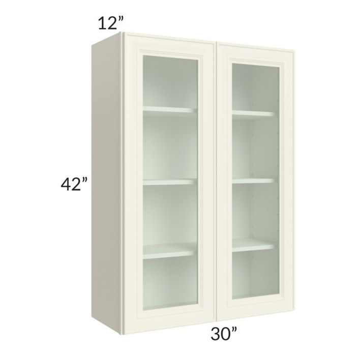 RTA Cambridge Antique White Glaze 30x42 Wall Glass Door Cabinet (Prepped for Glass Doors)