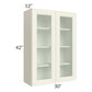 RTA Cambridge Antique White Glaze 30x42 Wall Glass Door Cabinet (Prepped for Glass Doors) with 1 Decorative End Panel