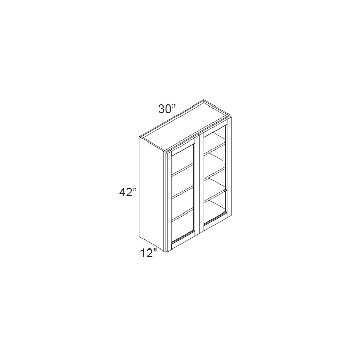 RTA Cambridge Antique White Glaze 30x42 Wall Glass Door Cabinet (Prepped for Glass Doors) with 1 Decorative End Panel