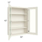 RTA Cambridge Antique White Glaze 30x42 Wall Glass Door Cabinet (Prepped for Glass Doors) with 2 Decorative End Panels