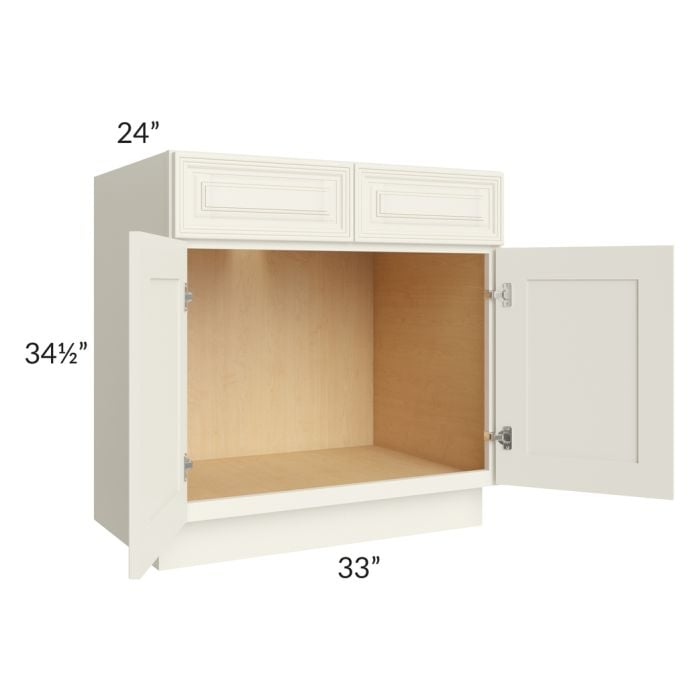 RTA Cambridge Antique White Glaze 33" Sink Base Cabinet
