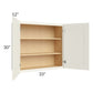 RTA Cambridge Antique White Glaze 33" x 30" Wall Cabinet with 2 Decorative End Panels