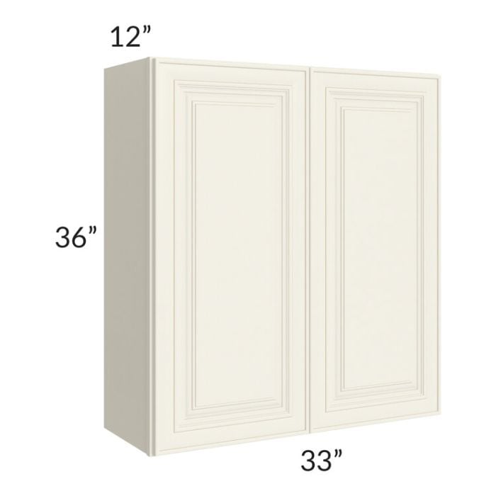 RTA Cambridge Antique White Glaze 33" x 36" Wall Cabinet with 1 Decorative End Panel