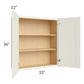 RTA Cambridge Antique White Glaze 33" x 36" Wall Cabinet with 1 Decorative End Panel