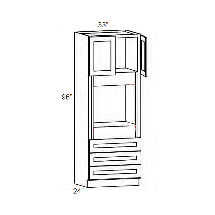 RTA Cambridge Antique White Glaze 33" x 96" x 24" Oven Cabinet