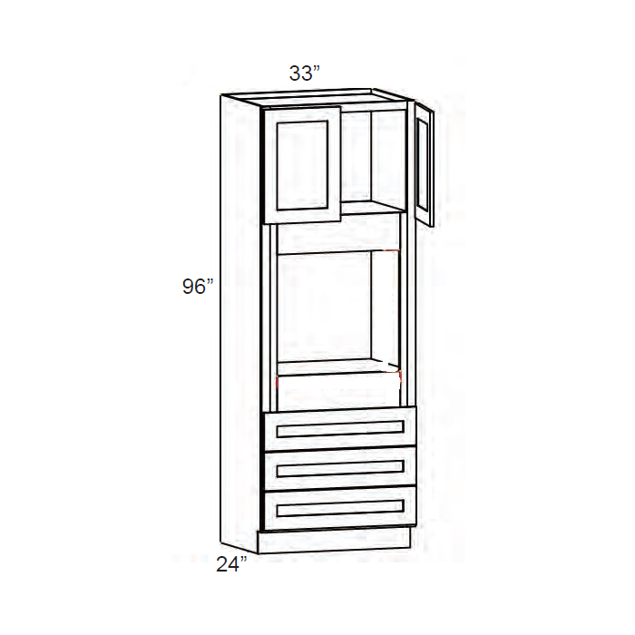 RTA Cambridge Antique White Glaze 33" x 96" x 24" Oven Cabinet with 2 Decorative End Panels