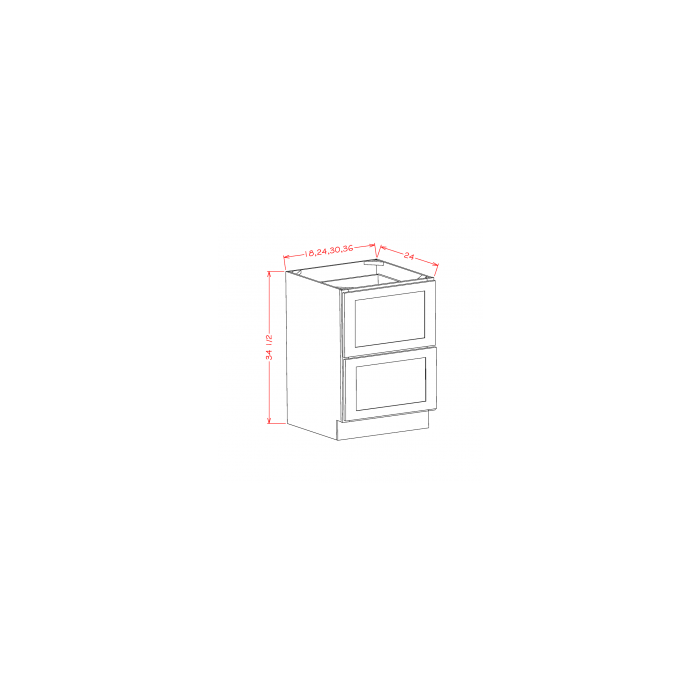 RTA Cambridge Antique White Glaze 36" 2-Drawer Base Cabinet