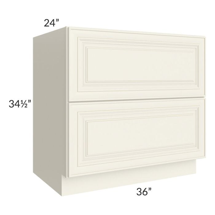 RTA Cambridge Antique White Glaze 36" 2-Drawer Base Cabinet