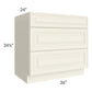 RTA Cambridge Antique White Glaze 36" 3-Drawer Base Cabinet with 2 Decorative End Panels
