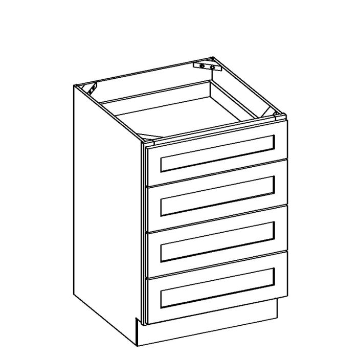 RTA Cambridge Antique White Glaze 36" 4-Drawer Base Cabinet