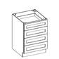 RTA Cambridge Antique White Glaze 36" 4-Drawer Base Cabinet with 1 Decorative End Panel