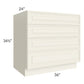 RTA Cambridge Antique White Glaze 36" 4-Drawer Base Cabinet with 1 Decorative End Panel