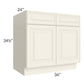 RTA Cambridge Antique White Glaze 36" Base Cabinet with 1 Decorative End Panel and 1 Roll Out Tray
