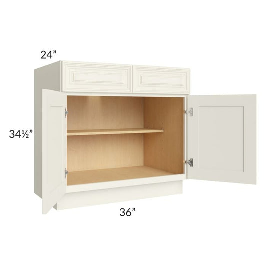 RTA Cambridge Antique White Glaze 36" Base Cabinet with 1 Decorative End Panel