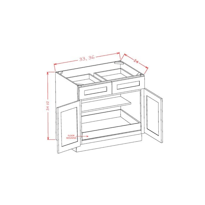 RTA Cambridge Antique White Glaze 36" Base Cabinet with 1 Rollout Tray and 1 Decorative End Panel