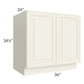 RTA Cambridge Antique White Glaze 36" Full Height Door Base Cabinet with 1 Decorative End Panel