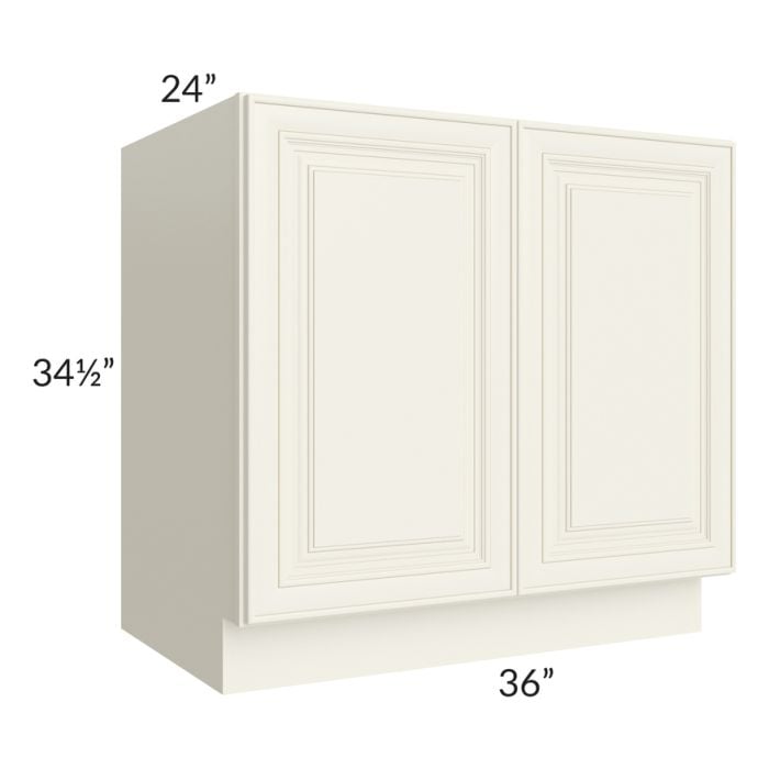 RTA Cambridge Antique White Glaze 36" Full Height Door Base Cabinet with 1 Decorative End Panel and 1 Roll Out Tray