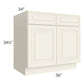 RTA Cambridge Antique White Glaze 36" Sink Base Cabinet