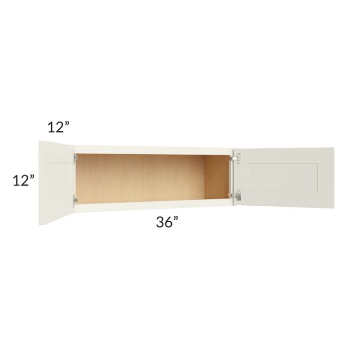 RTA Cambridge Antique White Glaze 36" x 12" Wall Cabinet with 1 Decorative End Panel