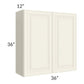 RTA Cambridge Antique White Glaze 36" x 36" Wall Cabinet with 1 Decorative End Panel