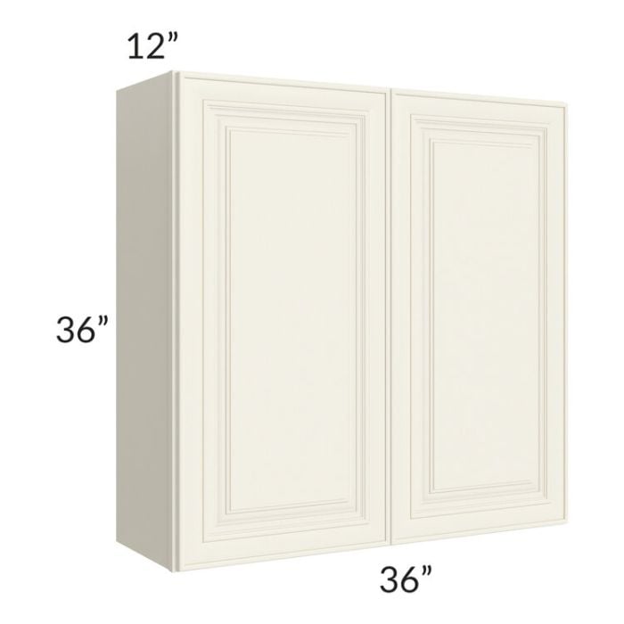 RTA Cambridge Antique White Glaze 36" x 36" Wall Cabinet with 1 Decorative End Panel