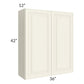 RTA Cambridge Antique White Glaze 36" x 42" Wall Cabinet with 1 Decorative End Panel