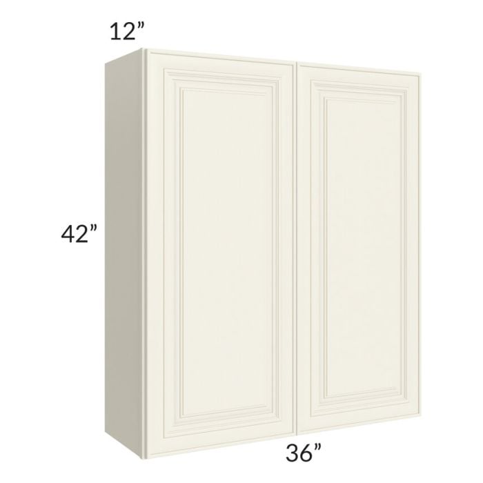 RTA Cambridge Antique White Glaze 36" x 42" Wall Cabinet with 2 Decorative End Panels