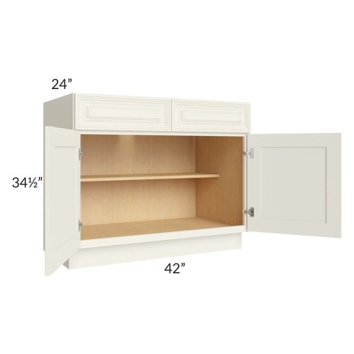 RTA Cambridge Antique White Glaze 42" Base Cabinet with 1 Decorative End Panel