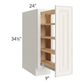 RTA Cambridge Antique White Glaze 9" Full Height Door Base Cabinet with Shelf Pullout and 1 Decorative End Panel