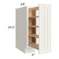 RTA Cambridge Antique White Glaze 9" Full Height Door Base Cabinet with Shelf Pullout