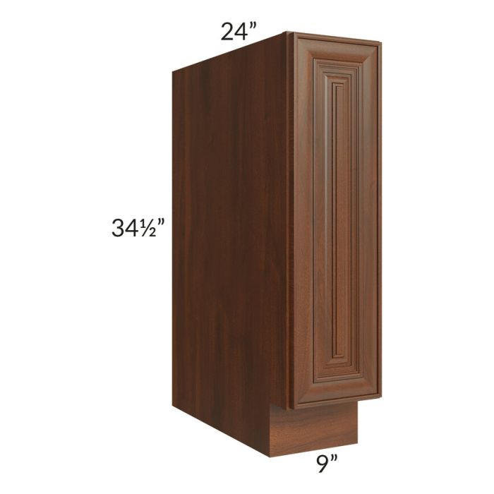 RTA Cambridge Saddle Glaze 09" Base Tray Cabinet with 1 Decorative End Panel