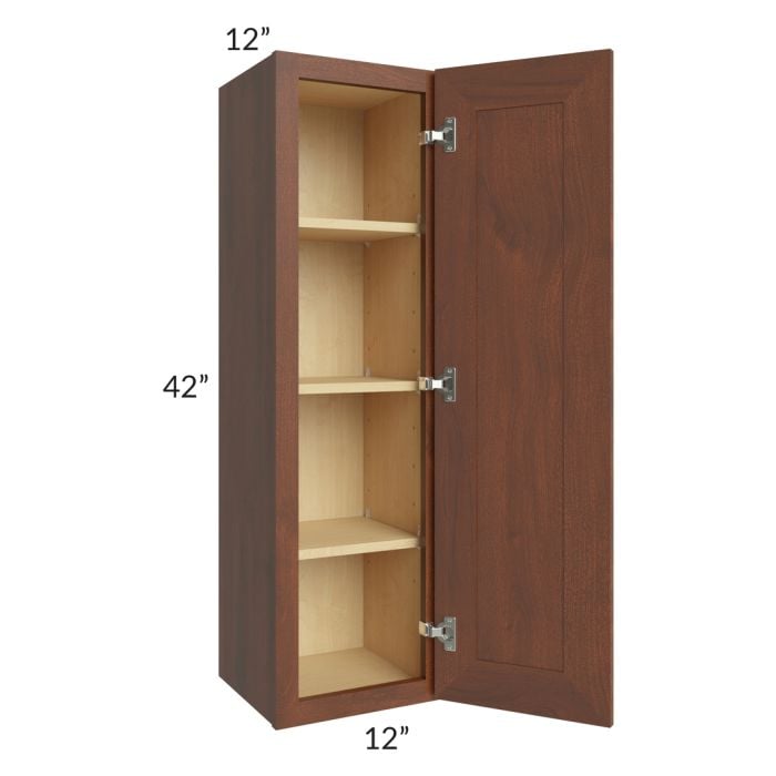 RTA Cambridge Saddle Glaze 12" x 42" Wall Cabinet with 1 Decorative End Panel