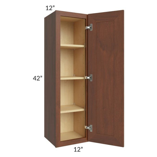 RTA Cambridge Saddle Glaze 12" x 42" Wall Cabinet with 1 Decorative End Panel