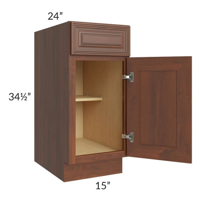 RTA Cambridge Saddle Glaze 15" Base Cabinet with 1 Decorative End Panel