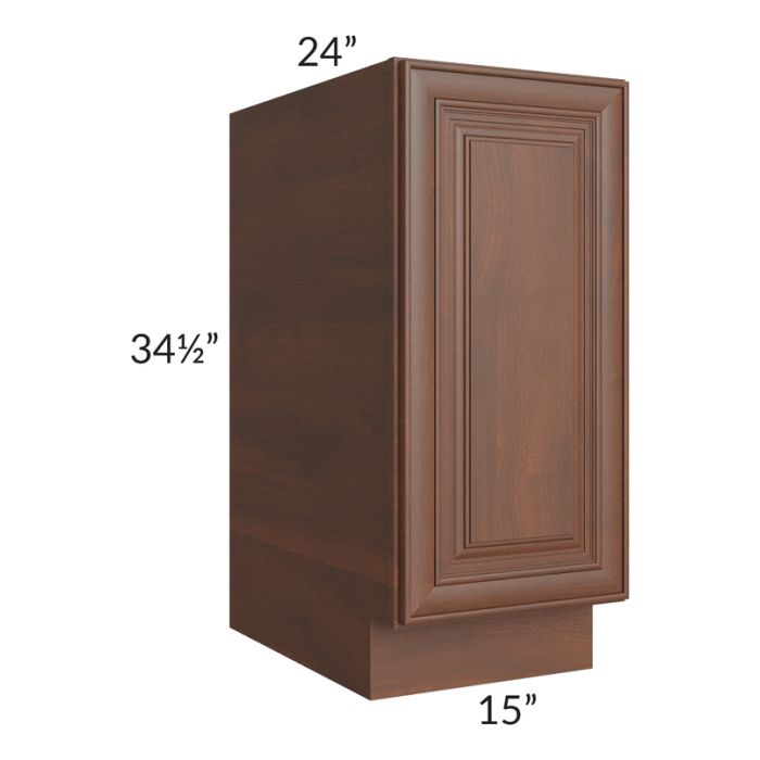 RTA Cambridge Saddle Glaze 15" Full Height Door Base Cabinet with 1 Decorative End Panel